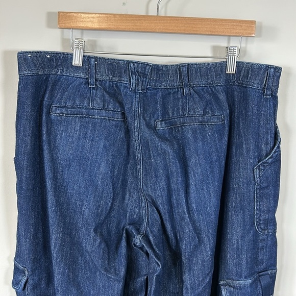 PILCRO Denim Wide Leg Cargo Jean Utility Dark Wash High Waist Organic Sz 16 - Picture 8 of 16